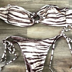 Monday Swimwear Zebra Print Bikini - Brown and White